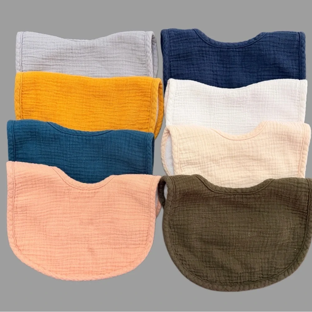Konssy 8-Pack Muslin Baby Bib Set | Soft Absorbent Cotton | Like New - Picture 2 of 4